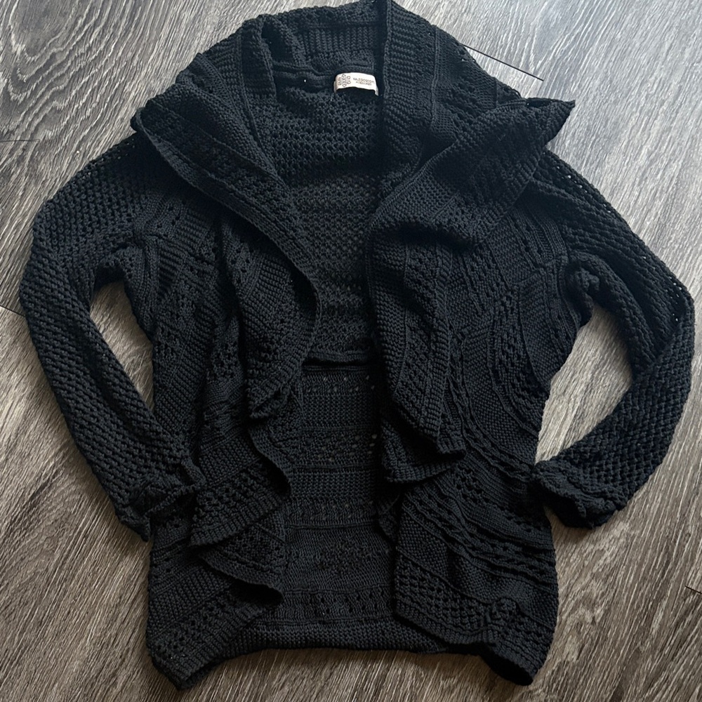 Crochet Open-Knit Fluttery Cardigan Sweater